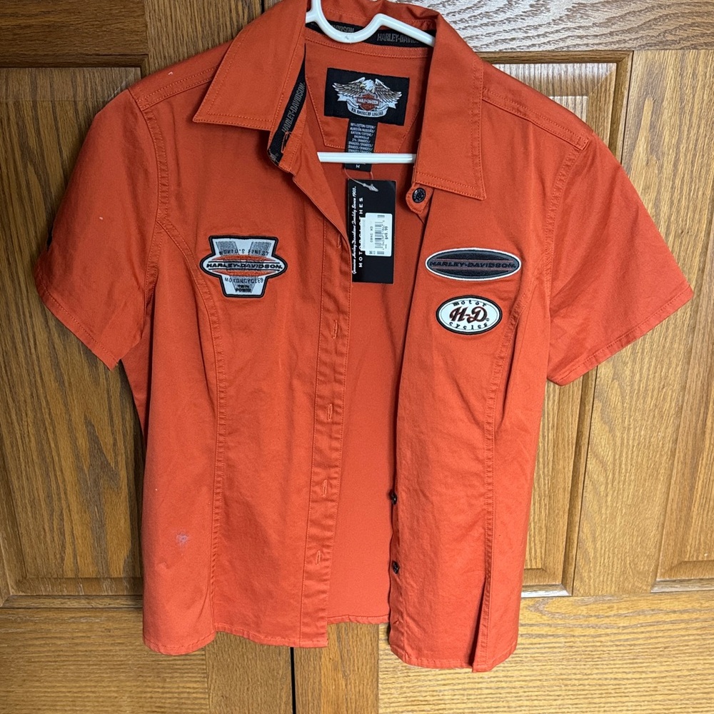 Harley-Davidson Vibrant Orange Casual Shirt Vintage